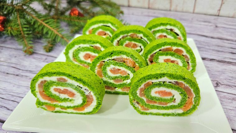 rulada aperitiv cu spanac si somon